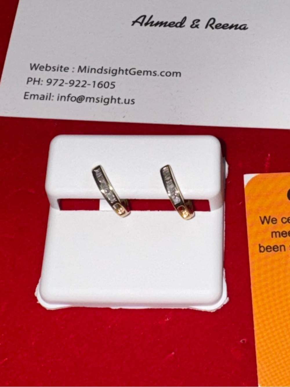 14k Gold Vermeil REAL Diamond hoops,  Beautiful Diamond Earrings For Women Gift - Picture 3 of 6